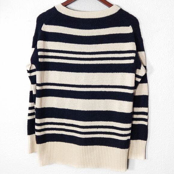 Lou & Gray Long Sleeve Sweater Small Minimal Preppy Knit Striped Pullover - Picture 2 of 6